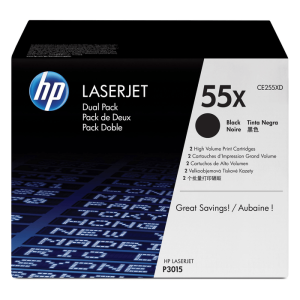 HP 55X 2-pack High Yield Black Original LaserJet Toner Cartridges Per cartridge: 12 500 pg