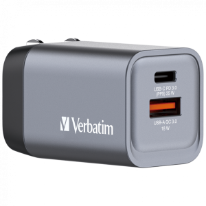 VERBATIM GNC-35 GaN Charger 2 Port 35W USB A/C (EU/UK/US)