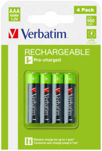 VERBATIM AAA Rechargable Battery (4 Batteries Per Pack)